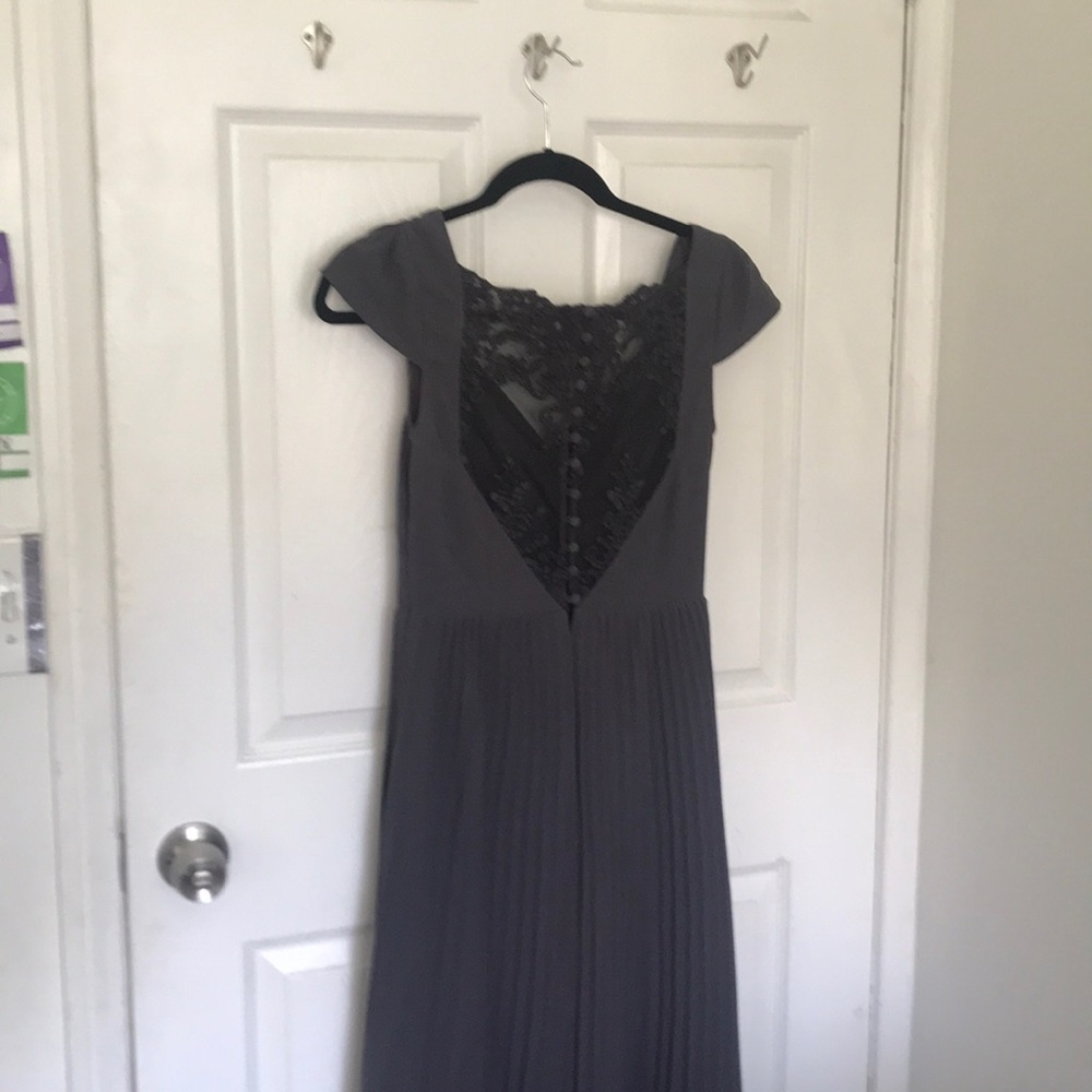 long purple pleated dress